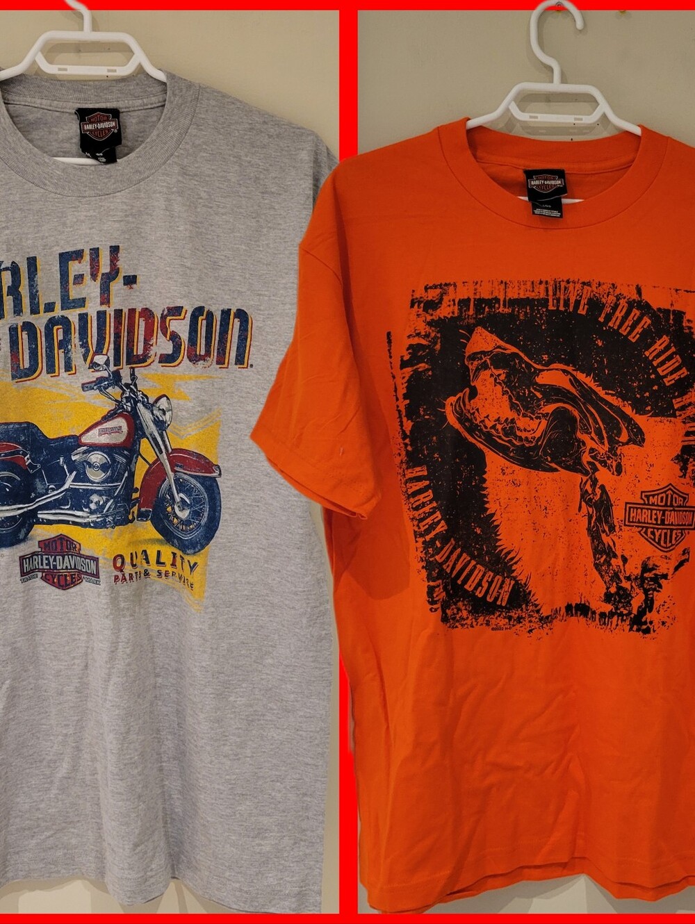 Lot Of 2 Harley-Davidson Men’s Graphic T-Shirt - Gray & Orange Size Largw
